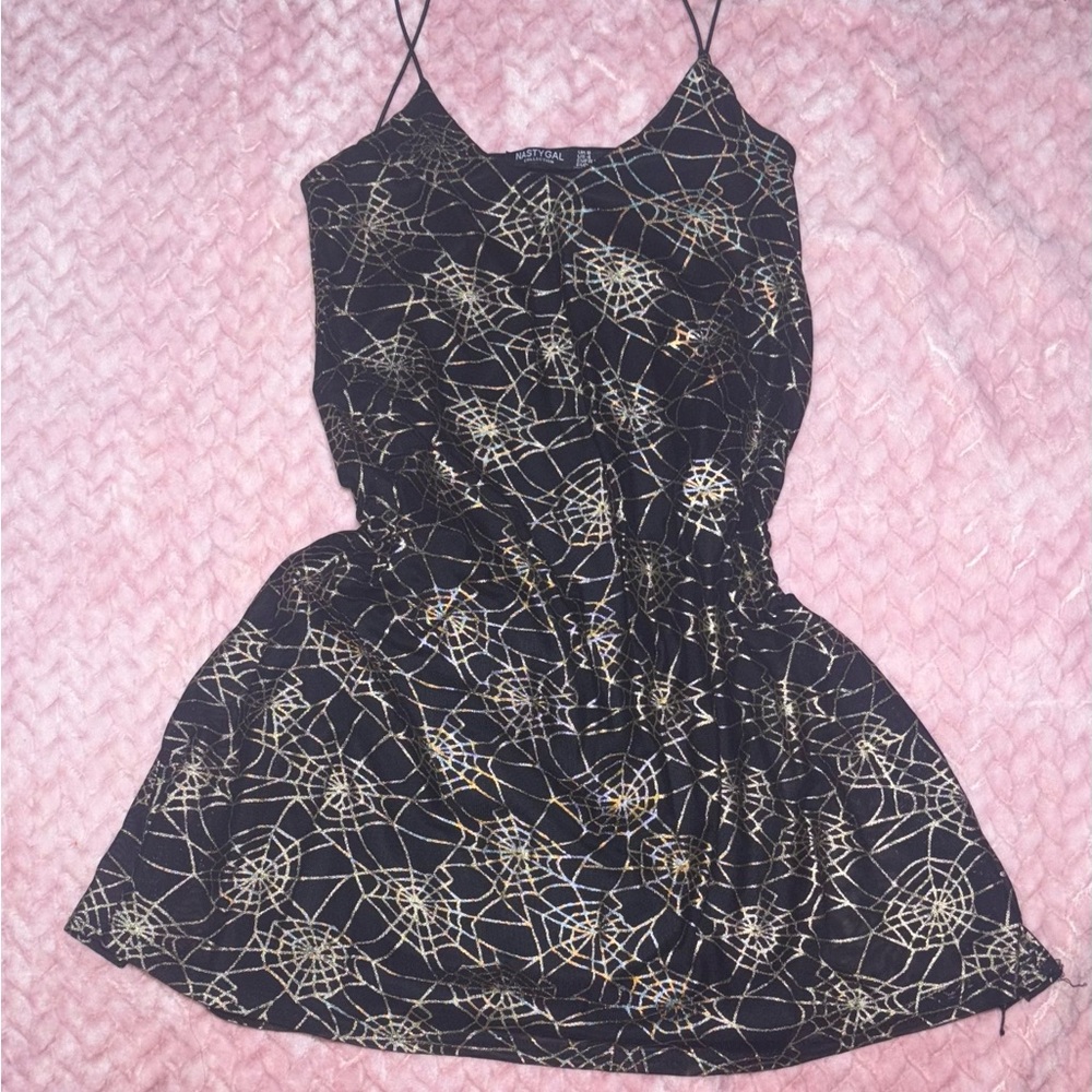 Black and Gold Spiderweb Dress